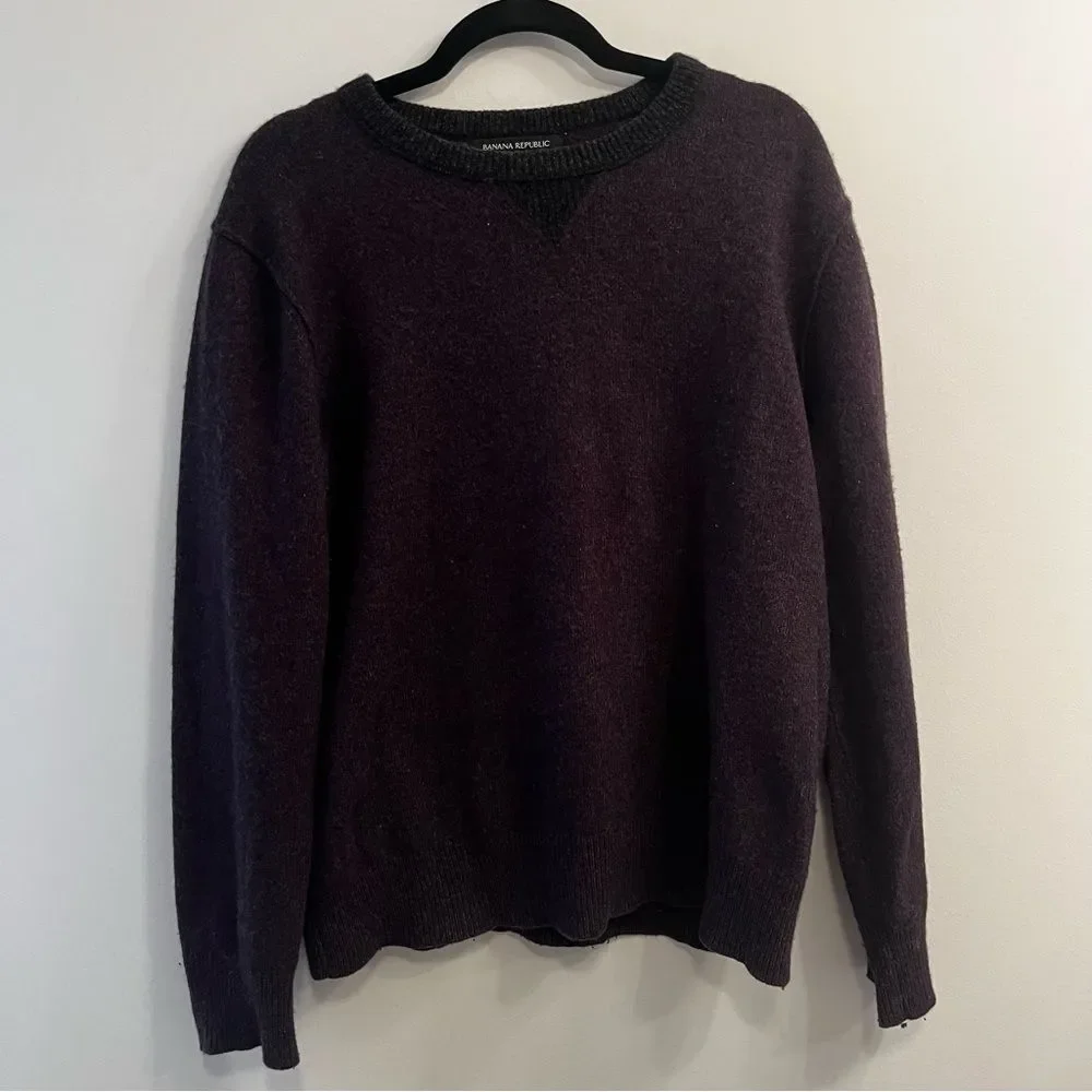 Banana Republic Filpucci Men’s Merino Wool Crewneck Sweater Sz L Purple and Grey